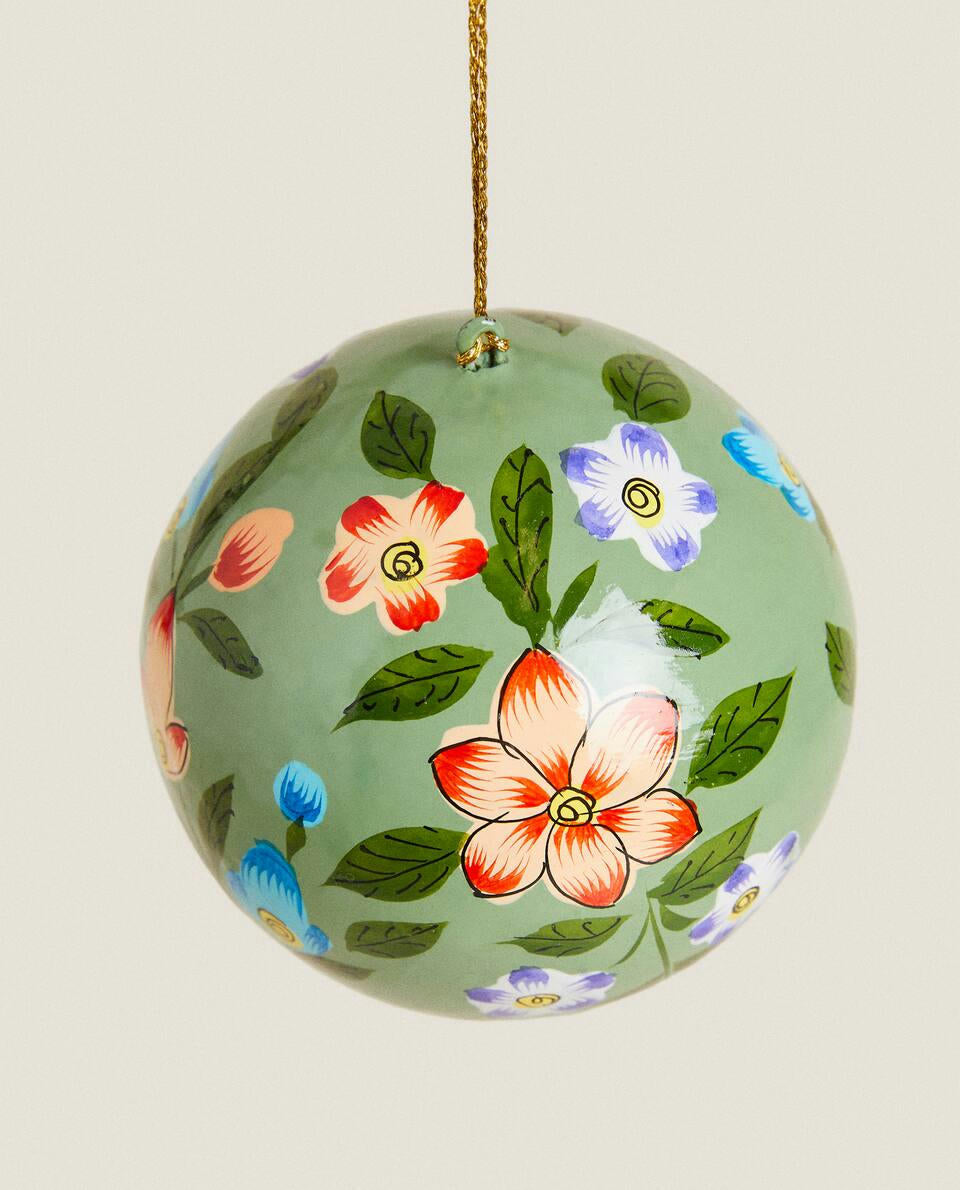 PAINTED CHRISTMAS PAPER BAUBLE DECORATION