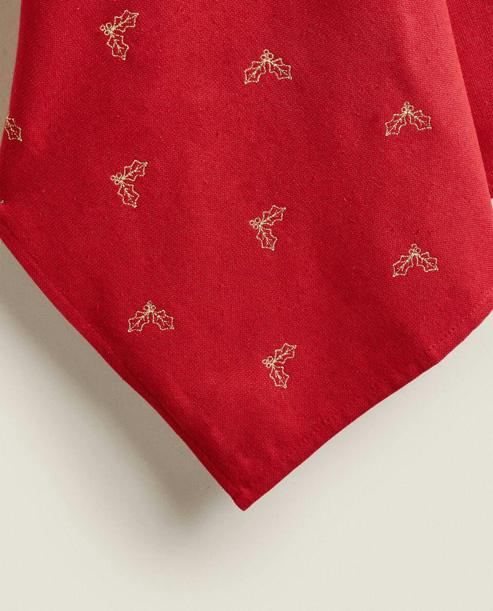 EMBROIDERED CHRISTMAS TREE COTTON TEA TOWEL