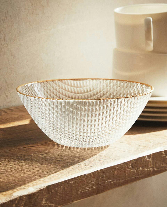 GLASS BOWL WITH RAISED DETAIL