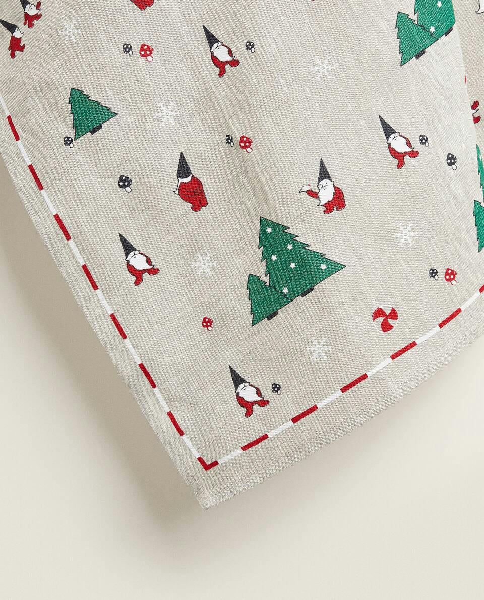 LINEN TEA TOWEL WITH CHRISTMAS TREES