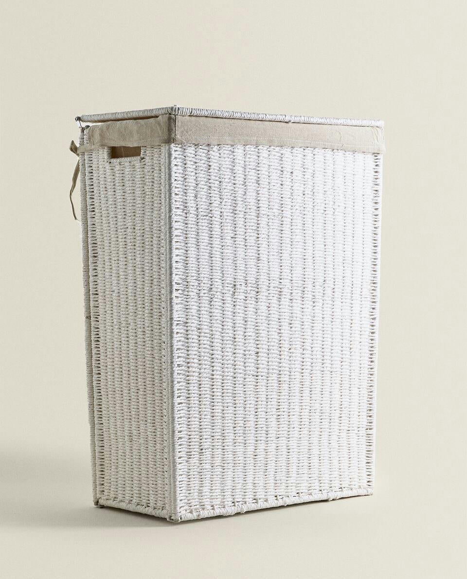 FABRIC-LINED LAUNDRY BASKET