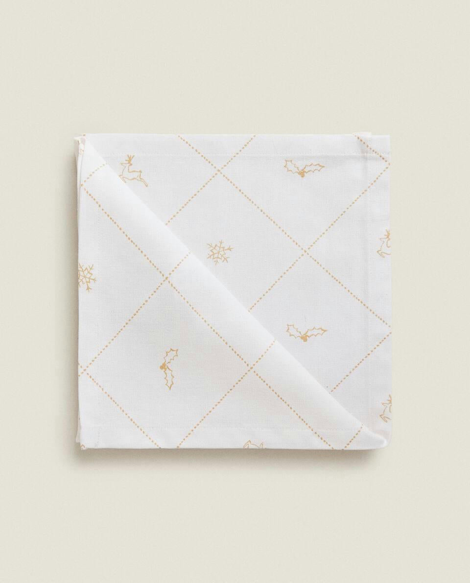 PACK OF CHRISTMAS SNOW COTTON NAPKINS (PACK OF 2)