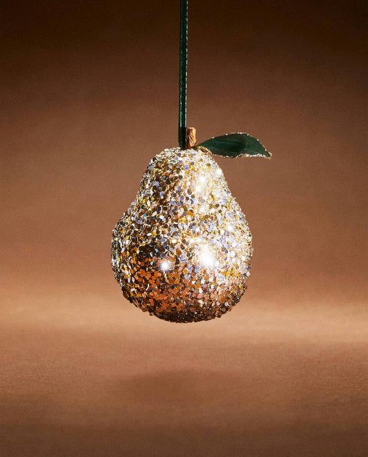 GLITTERY CHRISTMAS PEAR DECORATION