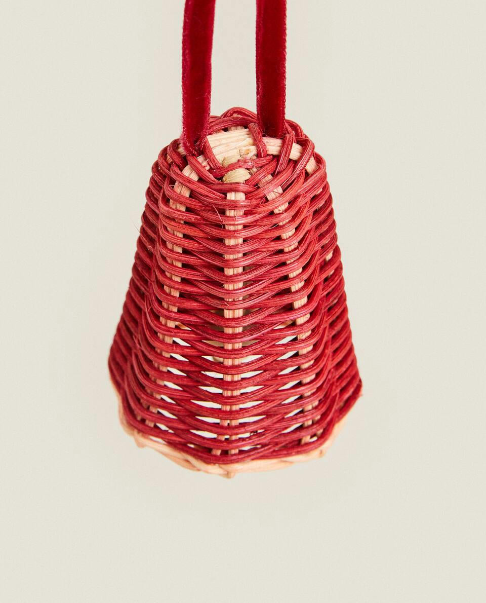 CHRISTMAS RATTAN BELL DECORATION