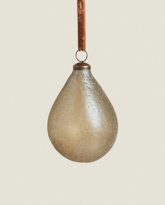 MERCURISED GLASS CHRISTMAS PEAR DECORATION
