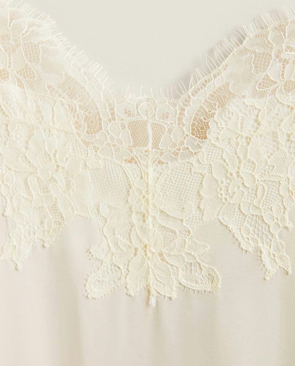 SATIN NIGHTDRESS WITH BLONDE LACE