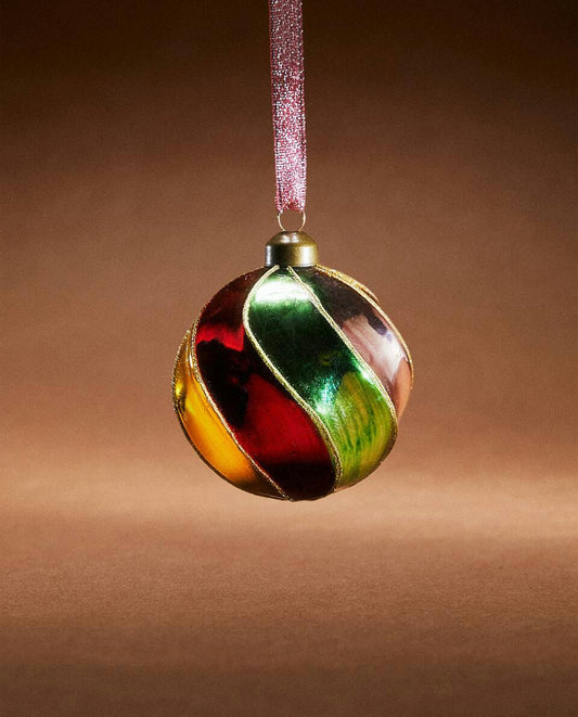 CHRISTMAS SPIRAL MULTICOLOURED BAUBLE DECORATION