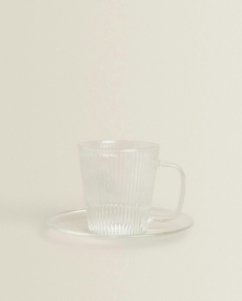 BOROSILICATE GLASS COFFEE CUP AND SAUCER