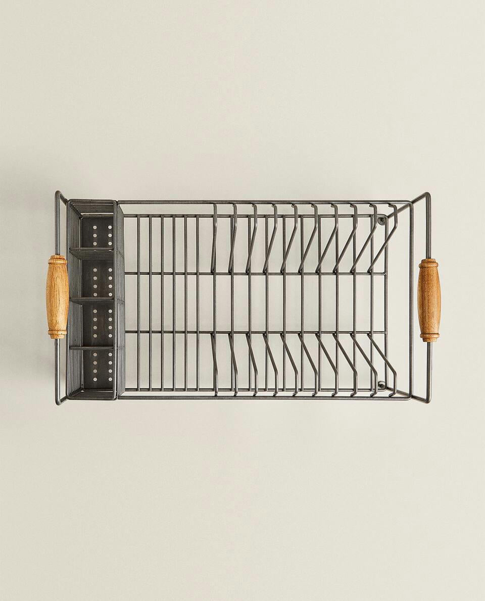 IRON AND ACACIA WOOD DRYING RACK