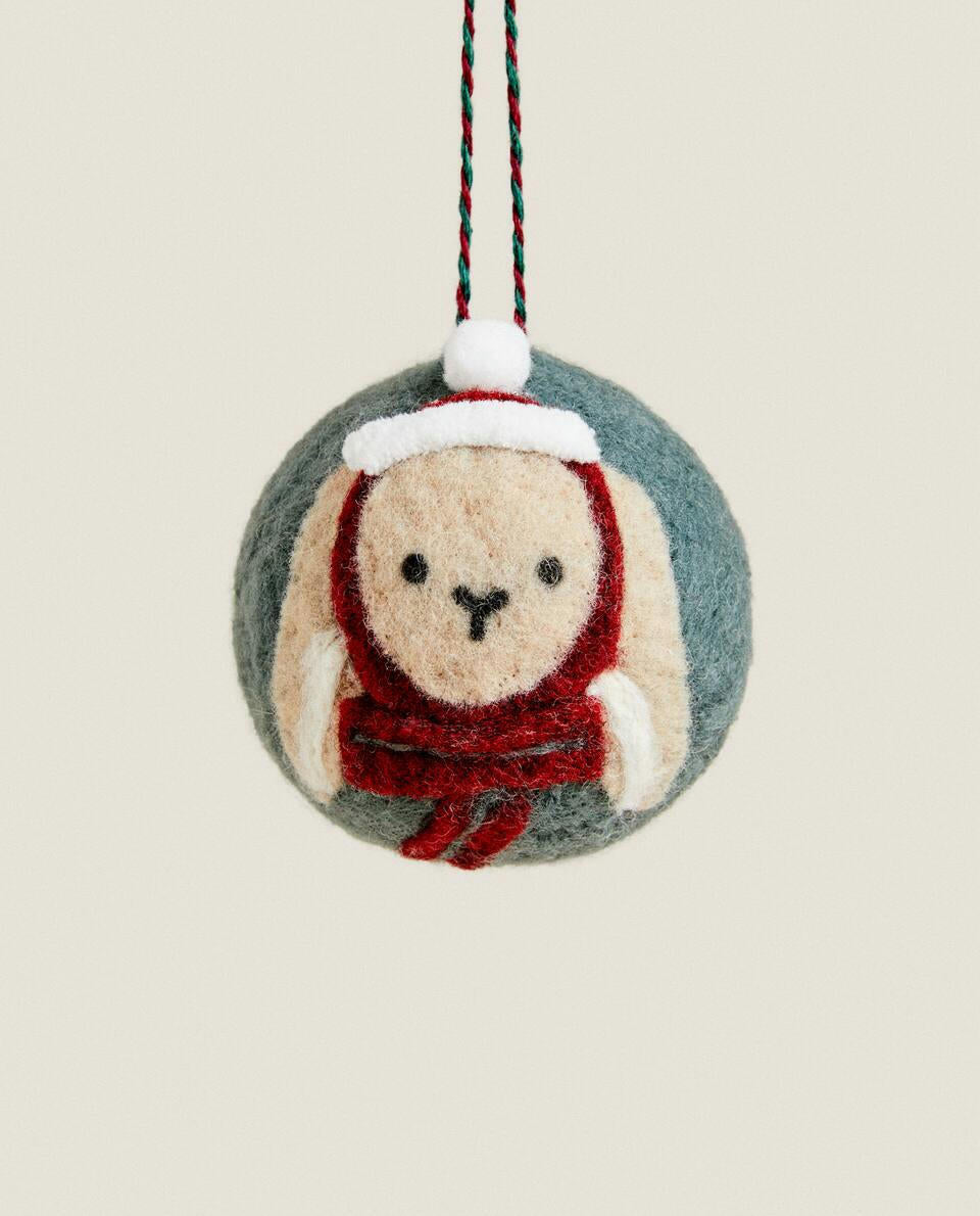 FELT BUNNY BAUBLE CHRISTMAS DECORATION