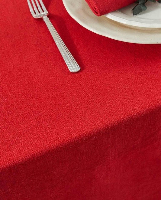EMBROIDERED LINEN CHRISTMAS TABLECLOTH