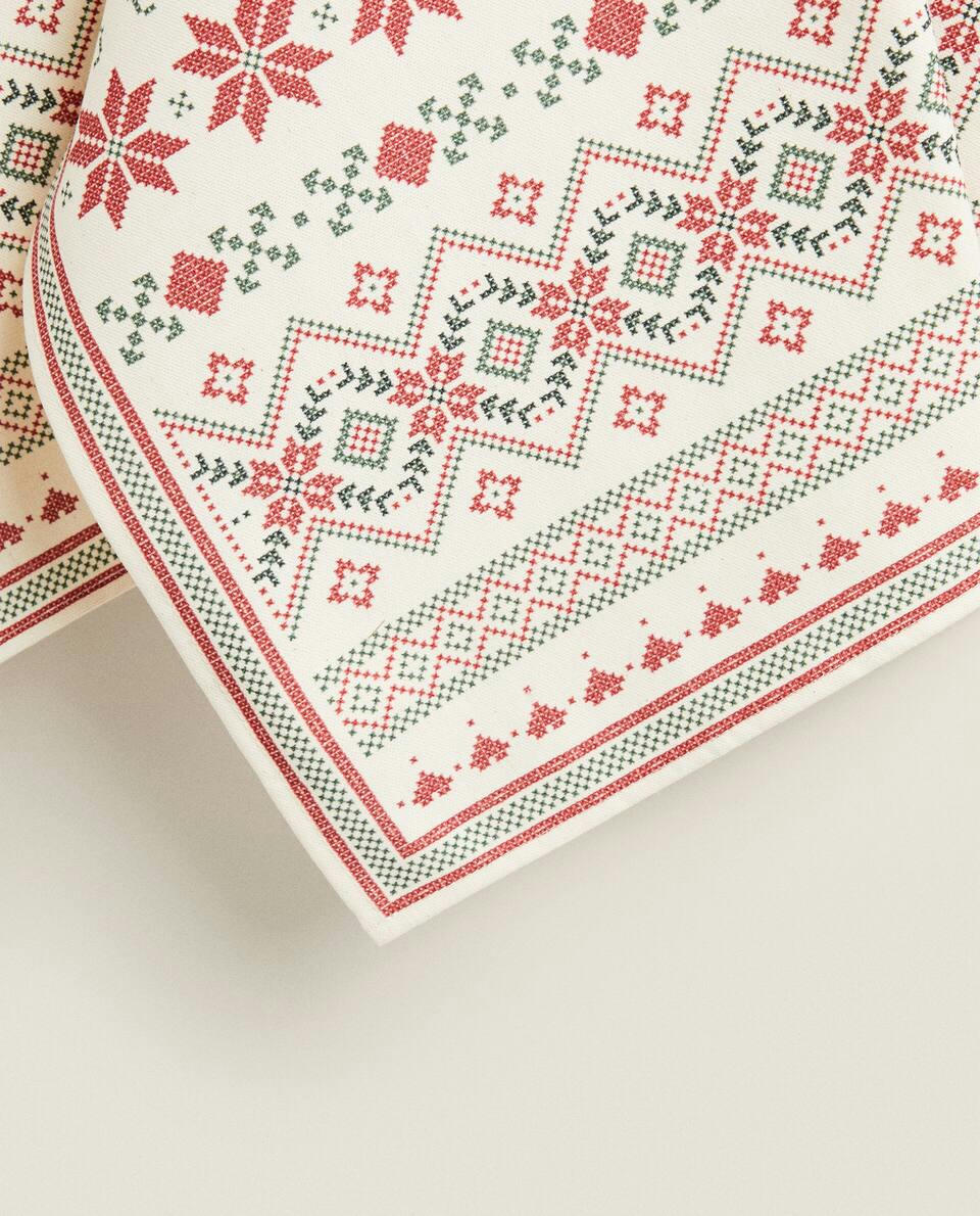 PACK OF COTTON CHRISTMAS CROSS-STITCH TEA TOWELS (PACK OF 2)