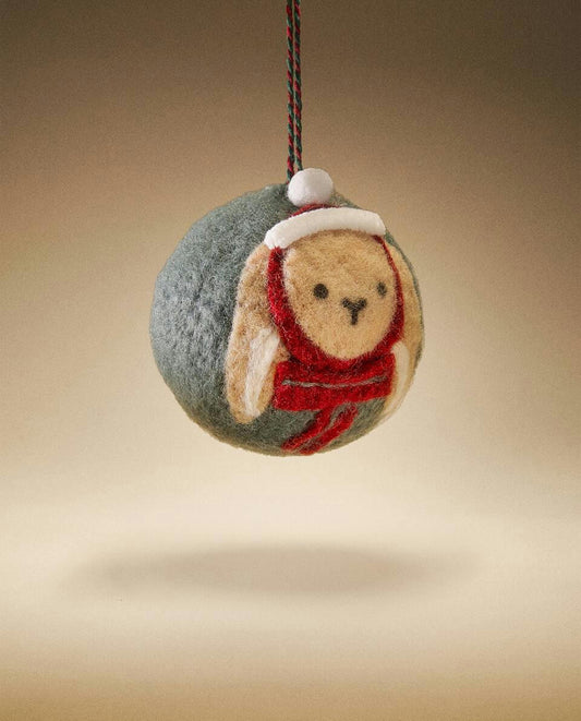 FELT BUNNY BAUBLE CHRISTMAS DECORATION