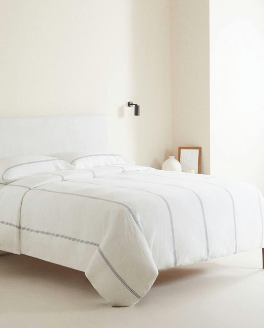 STRIPED LINEN DUVET COVER