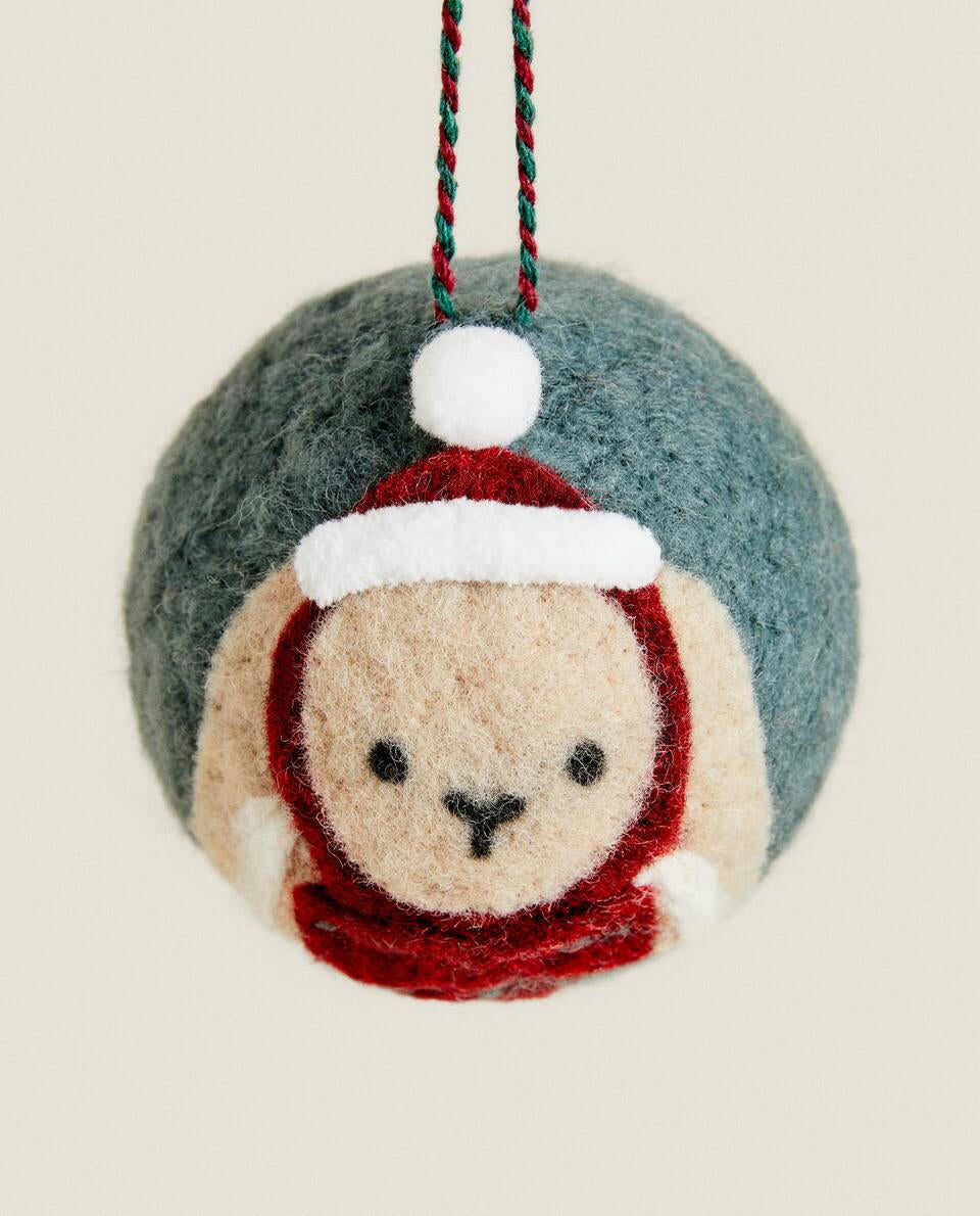 FELT BUNNY BAUBLE CHRISTMAS DECORATION