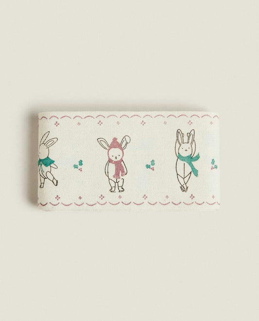 CHILDREN¡¯S WRAPPING PAPER WITH CHRISTMAS BUNNY RABBITS