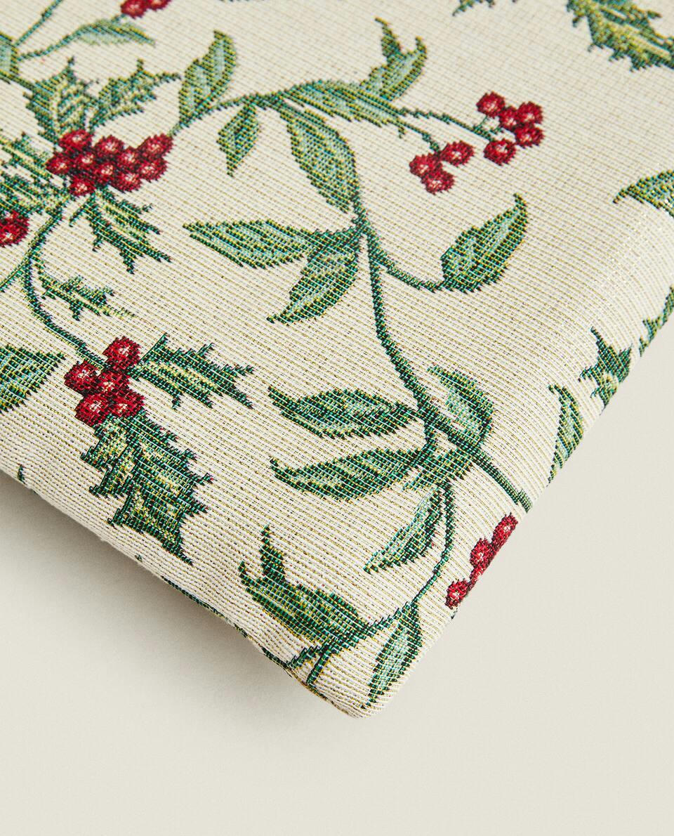 CHRISTMAS HOLLY SEAT CUSHION