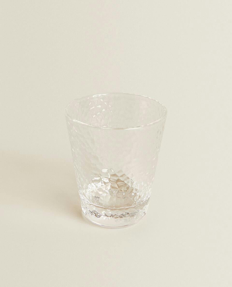 RAISED DESIGN GLASS TUMBLER