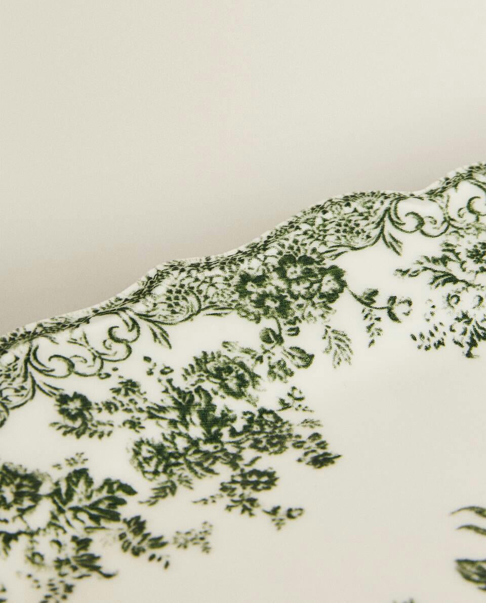 FLORAL EARTHENWARE SERVING DISH