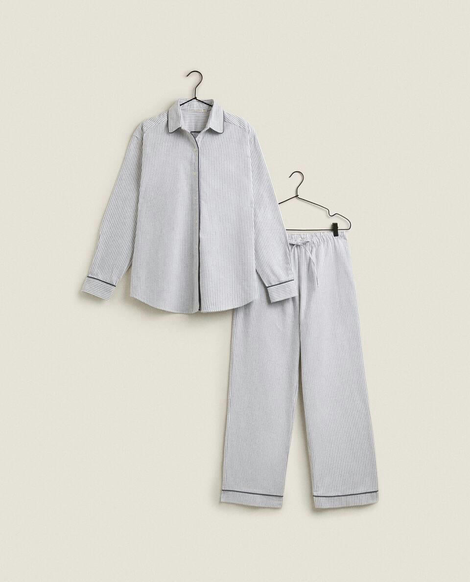 STRIPED FLANNEL PYJAMA BOTTOMS