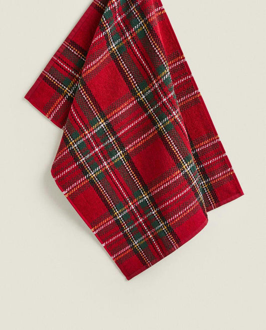 CHRISTMAS TARTAN COTTON TEA TOWEL