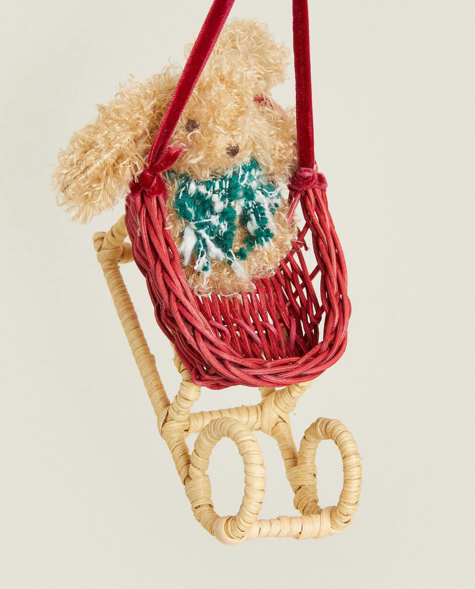 RATTAN CHRISTMAS SLEIGH DECORATION