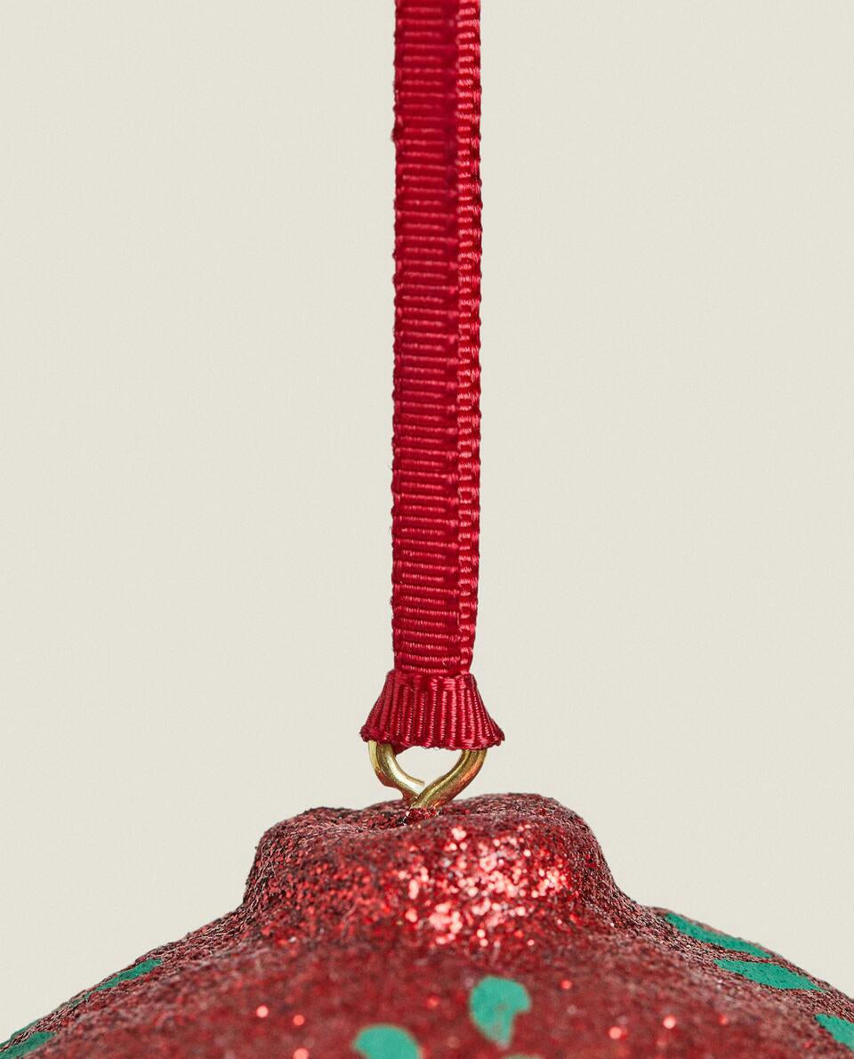 GLITTER FLORAL BALL CHRISTMAS DECORATION