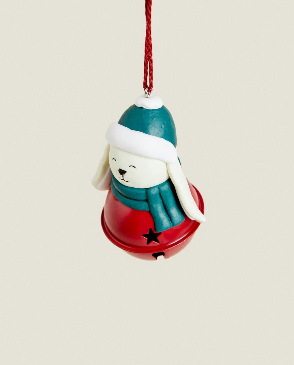 BUNNY-SHAPED CHRISTMAS DECORATION WITH SLEIGH BELL