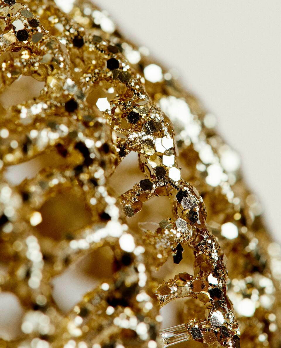 GLITTERY GLASS CHRISTMAS BAUBLE DECORATION