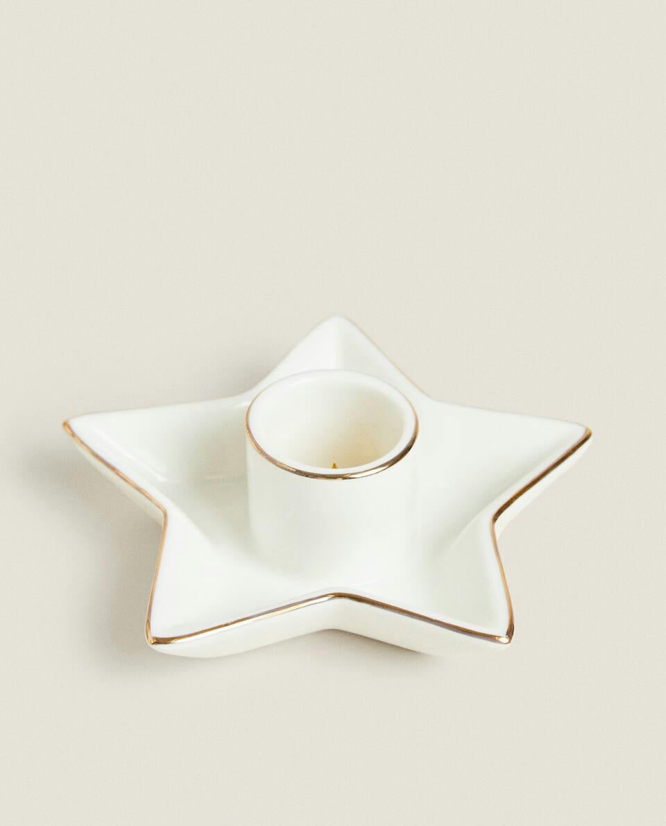 MEDIUM CHRISTMAS STAR CANDLESTICK WITH RIM