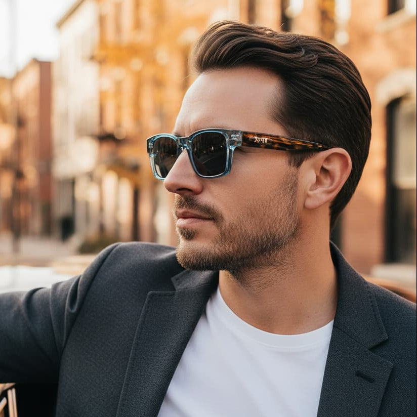 Colorblock Square Frame Polarized Retro Sunglasses