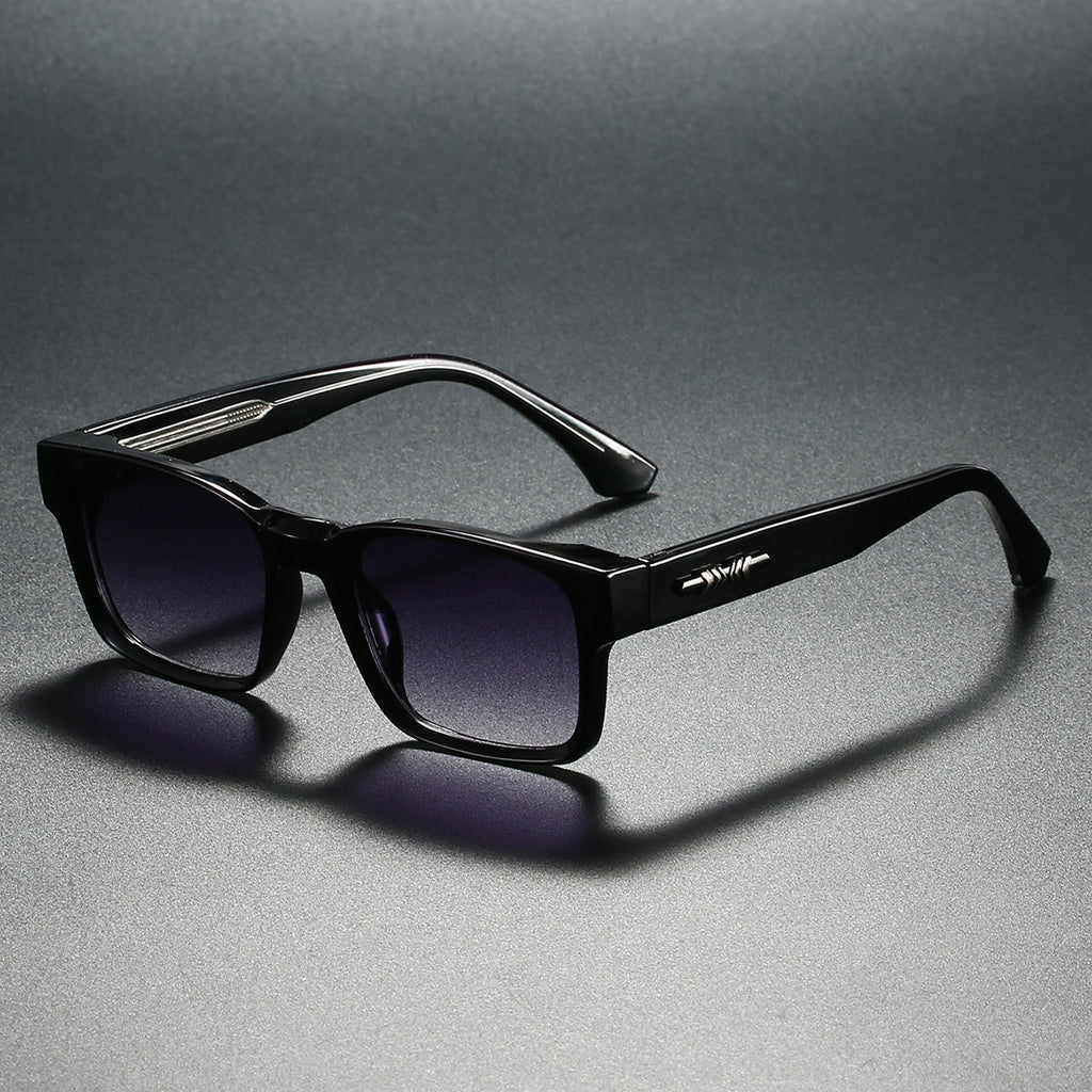 Colorblock Square Frame Polarized Retro Sunglasses