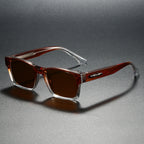 Colorblock Square Frame Polarized Retro Sunglasses