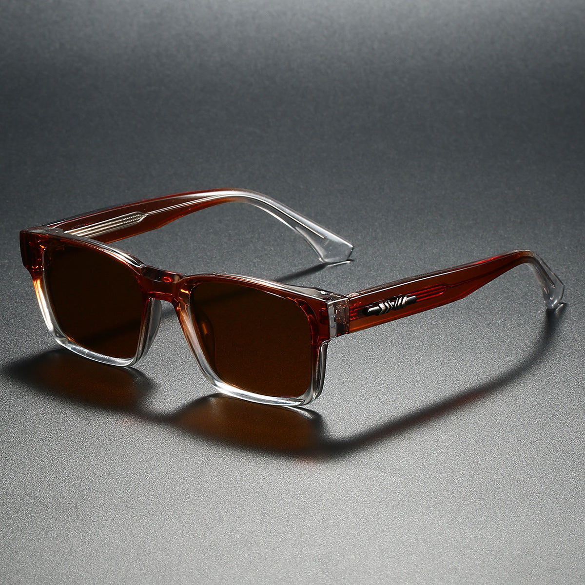 Colorblock Square Frame Polarized Retro Sunglasses