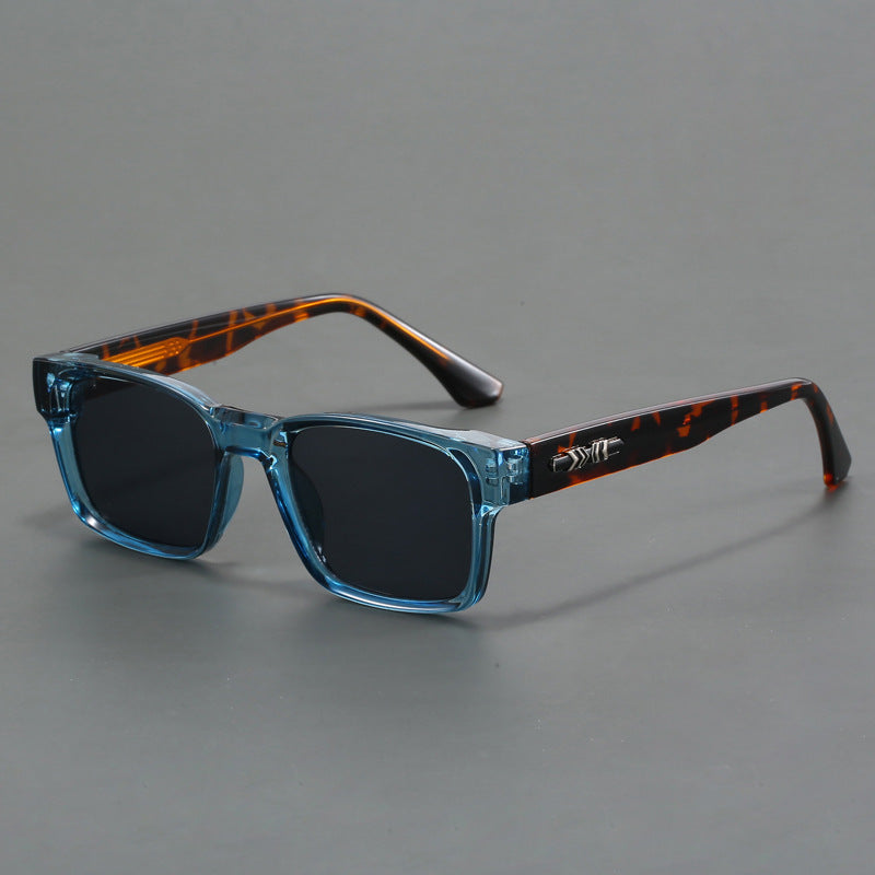 Colorblock Square Frame Polarized Retro Sunglasses