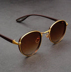 Metal Rim Round-Lens Sunglasses