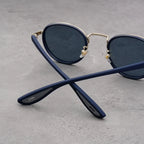 Metal Rim Round-Lens Sunglasses