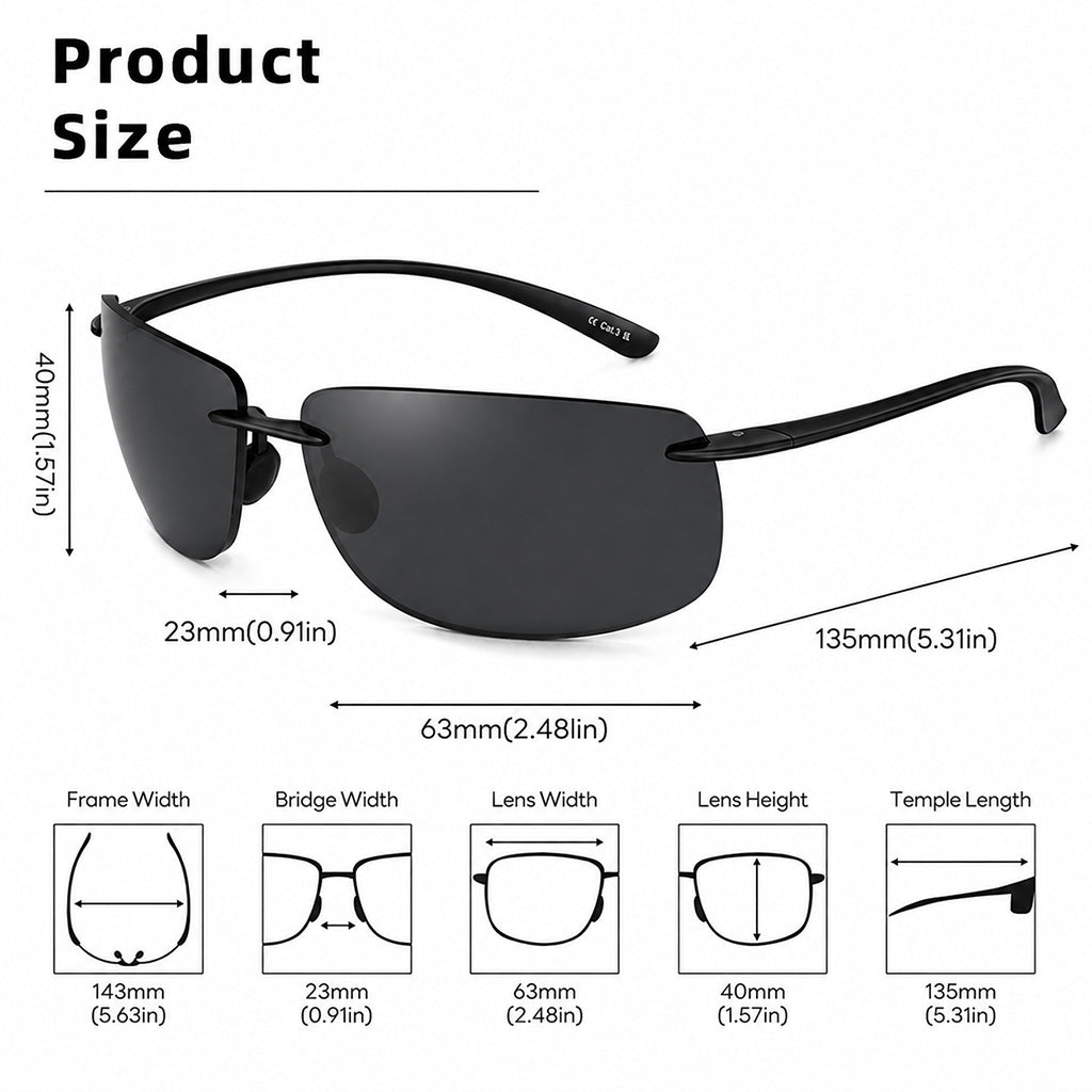 Ultralight Rimless Colorful Polarized UV400 Sunglasses