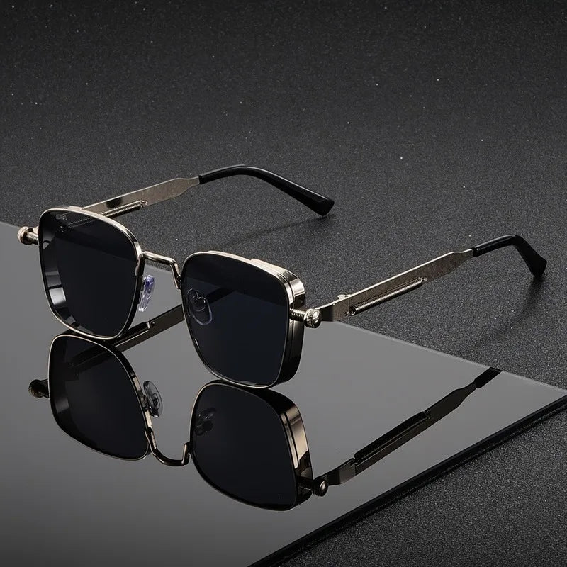 Vintage Steampunk Square Metal Frame Glasses