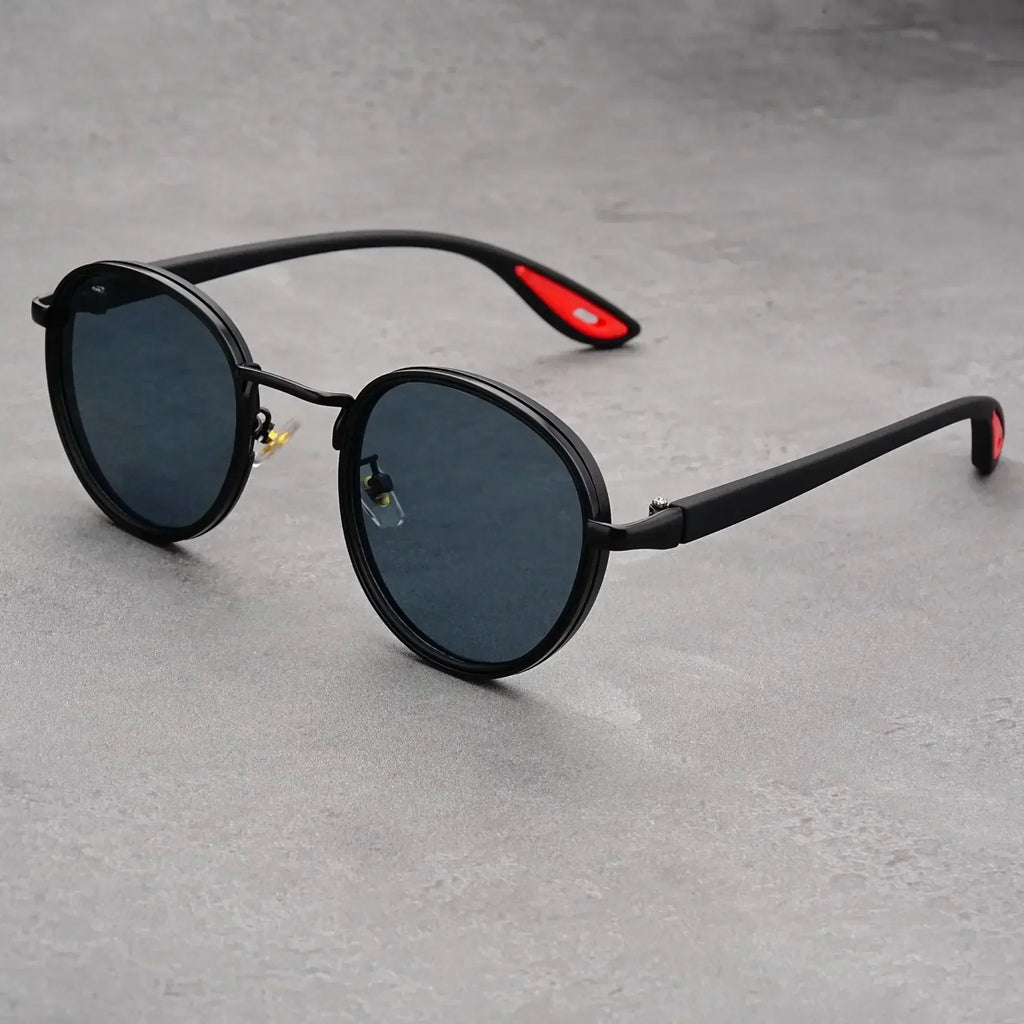 Metal Rim Round-Lens Sunglasses