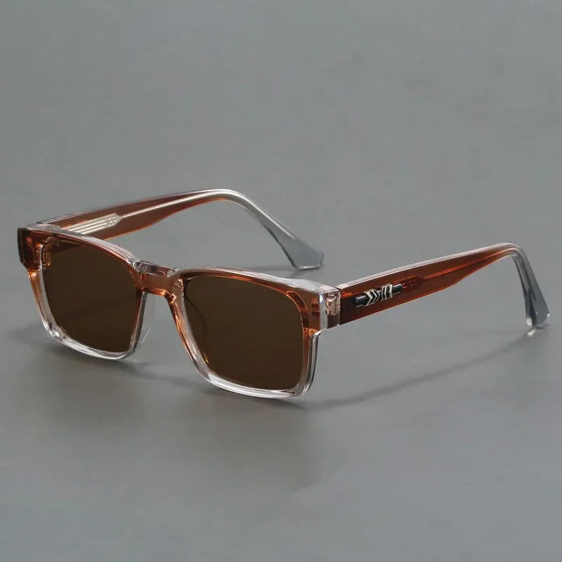 Colorblock-Sonnenbrille mit eckigem Rahmen und polarisierten Gläsern im Retro-Stil