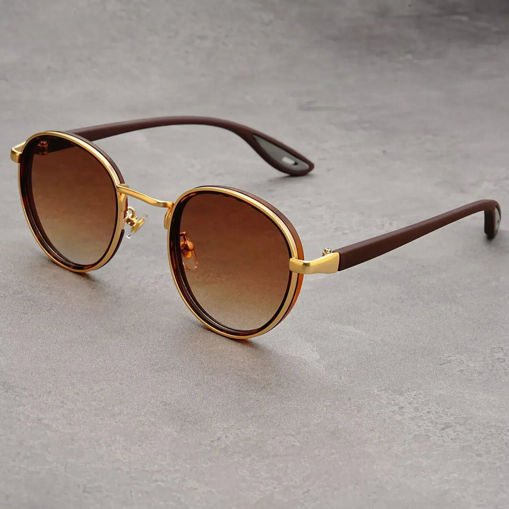Metal Rim Round-Lens Sunglasses