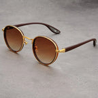 Metal Rim Round-Lens Sunglasses