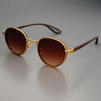 Metal Rim Round-Lens Sunglasses