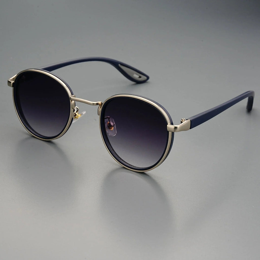 Metal Rim Round-Lens Sunglasses