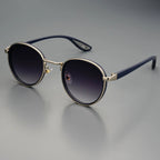 Metal Rim Round-Lens Sunglasses