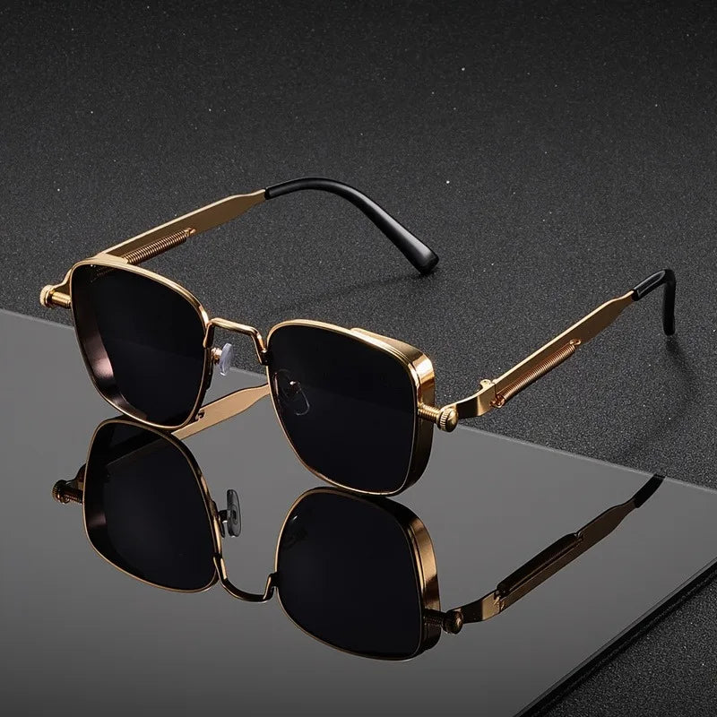 Vintage Steampunk Square Metal Frame Glasses