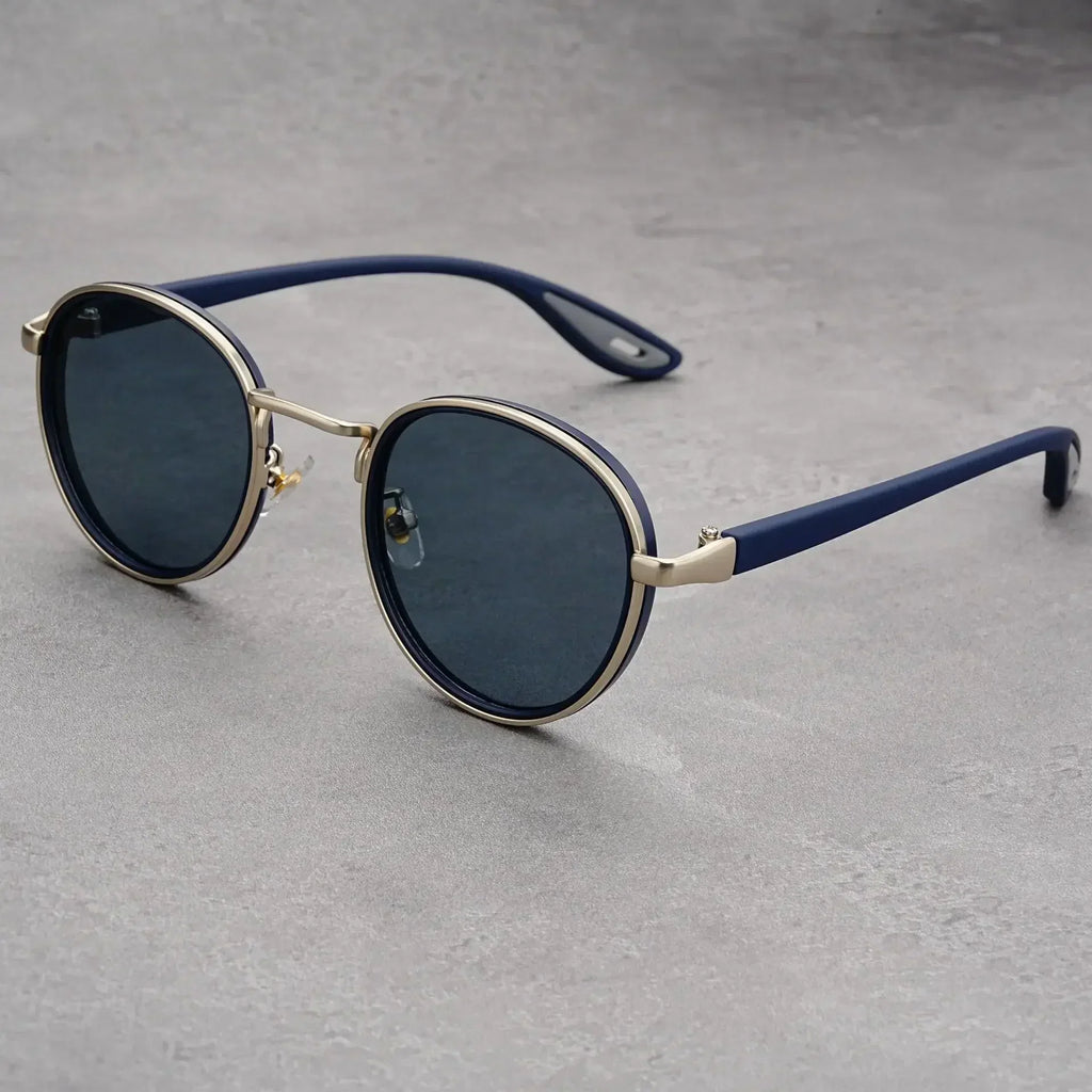 Metal Rim Round-Lens Sunglasses