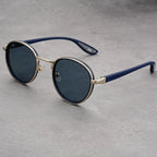 Metal Rim Round-Lens Sunglasses