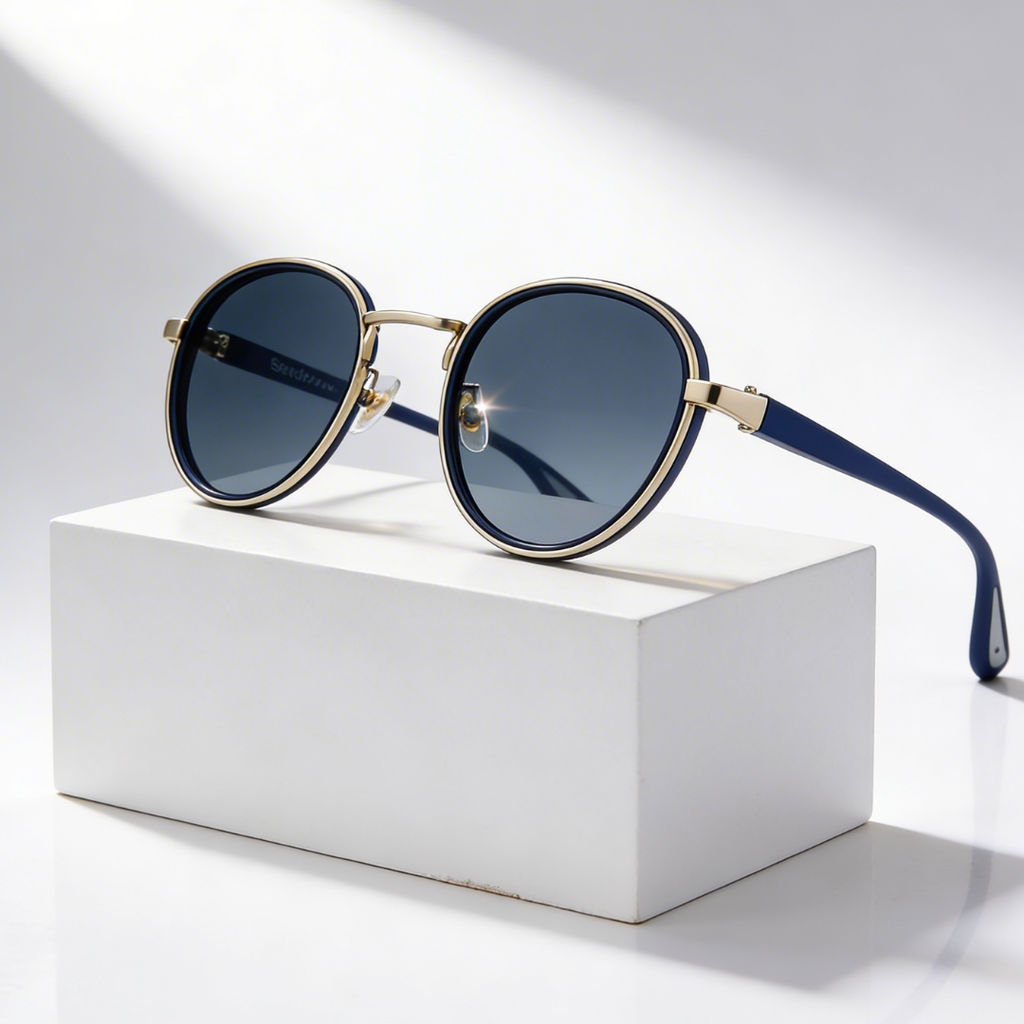 Metal Rim Round-Lens Sunglasses